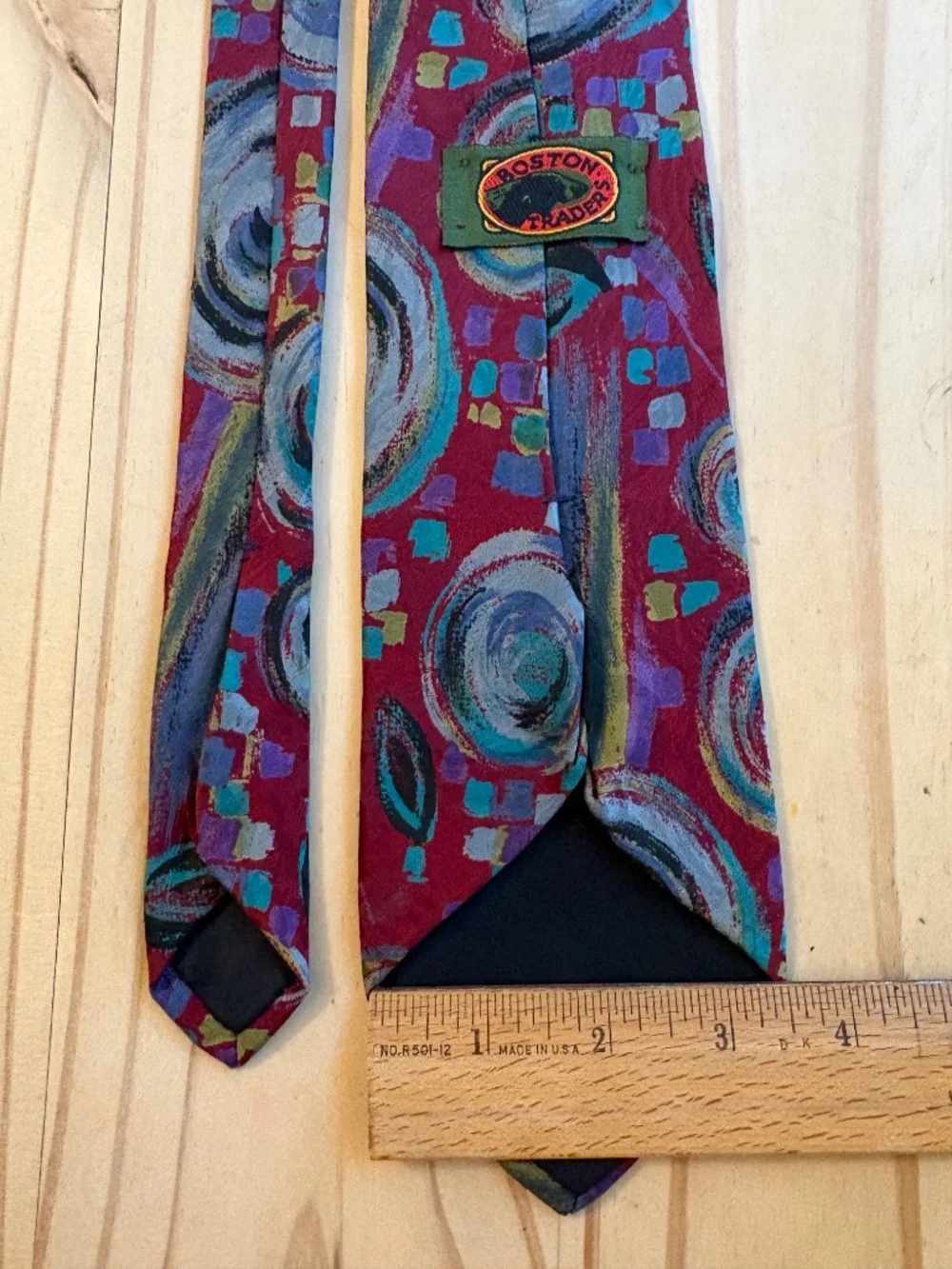 Vintage Boston Traders Abstract Swirl Print 100% Silk Tie